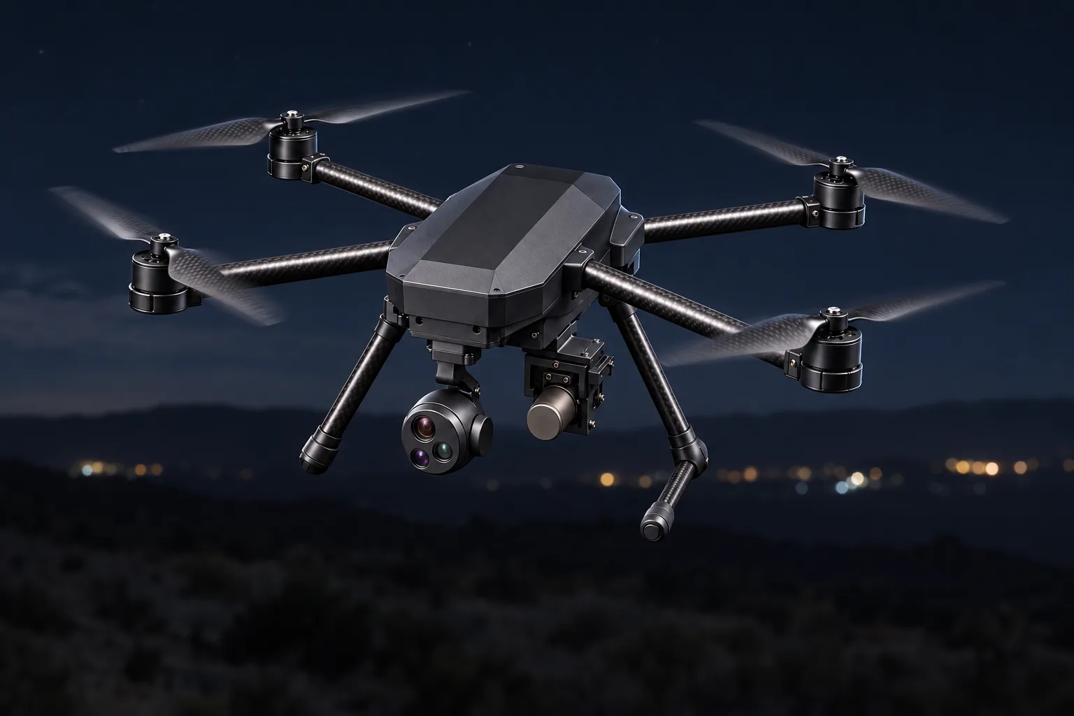 Courier, Night vision surveillance drone with payload drop